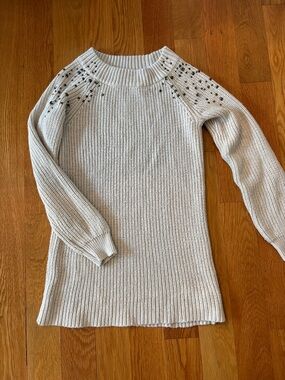 Studded Crewneck Women’s Sweater tunic light beige small mossimo vintage 2012